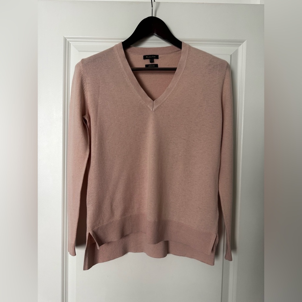 Massimo Dutti wool silk v neck sweater blush pink Size S - Picture 2 of 4